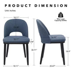 Lot de 2 chaises de salle à manger rembourrées, chaises d'appoint de cuisine modernes en tissu avec coussins épais et pieds en bois, chaises confortables avec dossier incurvé