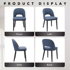 Lot de 2 chaises de salle à manger rembourrées, chaises d'appoint de cuisine modernes en tissu avec coussins épais et pieds en bois, chaises confortables avec dossier incurvé