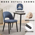 Lot de 2 chaises de salle à manger rembourrées, chaises d'appoint de cuisine modernes en tissu avec coussins épais et pieds en bois, chaises confortables avec dossier incurvé