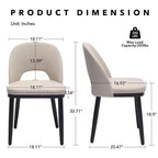 Lot de 2 chaises de salle à manger rembourrées, chaises d'appoint de cuisine modernes en tissu avec coussins épais et pieds en bois, chaises confortables avec dossier incurvé