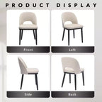 Lot de 2 chaises de salle à manger rembourrées, chaises d'appoint de cuisine modernes en tissu avec coussins épais et pieds en bois, chaises confortables avec dossier incurvé