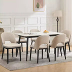 Lot de 2 chaises de salle à manger rembourrées, chaises d'appoint de cuisine modernes en tissu avec coussins épais et pieds en bois, chaises confortables avec dossier incurvé