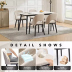 Lot de 2 chaises de salle à manger rembourrées, chaises d'appoint de cuisine modernes en tissu avec coussins épais et pieds en bois, chaises confortables avec dossier incurvé