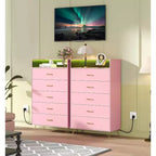 Commode haute moderne à 5 tiroirs pour chambre, commode en bois avec glissières à fermeture silencieuse, organisateur de rangement blanc résistant à l'eau pour couloir