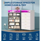 Commode haute moderne à 5 tiroirs pour chambre, commode en bois avec glissières à fermeture silencieuse, organisateur de rangement blanc résistant à l'eau pour couloir