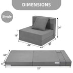 Canapé-lit pliant, canapé-lit pliable avec oreiller, matelas convertible, futon de sol avec housse lavable en mousse à mémoire de forme, taille unique