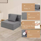 Canapé-lit pliant, canapé-lit pliable avec oreiller, matelas convertible, futon de sol avec housse lavable en mousse à mémoire de forme, taille unique
