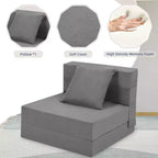 Canapé-lit pliant, canapé-lit pliable avec oreiller, matelas convertible, futon de sol avec housse lavable en mousse à mémoire de forme, taille unique