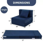 Canapé-lit pliant, canapé-lit pliable avec oreiller, matelas convertible, futon de sol avec housse lavable en mousse à mémoire de forme, taille unique