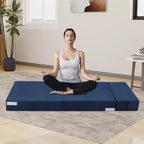 Canapé-lit pliant, canapé-lit pliable avec oreiller, matelas convertible, futon de sol avec housse lavable en mousse à mémoire de forme, taille unique