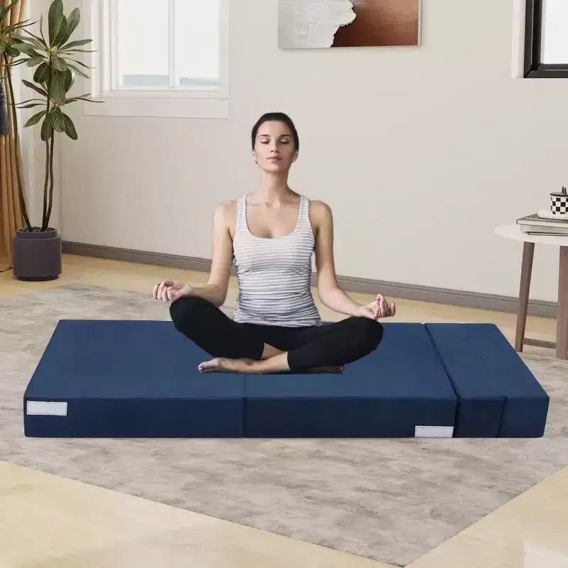 Folding Sofa Bed, Foldable Couch Bed with Pillow, Convertible Sleeper Mattress, Futon Floor Couch with Memory Foam Washable Cover, Single Size