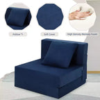 Canapé-lit pliant, canapé-lit pliable avec oreiller, matelas convertible, futon de sol avec housse lavable en mousse à mémoire de forme, taille unique