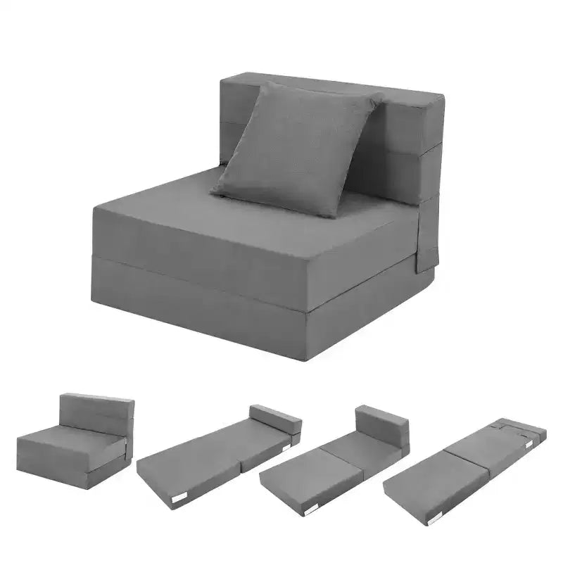 Folding Sofa Bed, Foldable Couch Bed with Pillow, Convertible Sleeper Mattress, Futon Floor Couch with Memory Foam Washable Cover, Single Size
