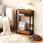 Table d'appoint étroite avec étagère de rangement