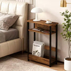 Table d'appoint étroite avec étagère de rangement