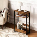 Table d'appoint étroite avec étagère de rangement