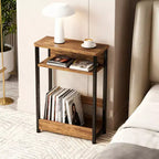 Table d'appoint étroite avec étagère de rangement