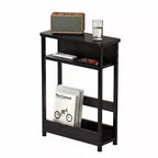 Table d'appoint étroite avec étagère de rangement