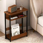 Table d'appoint étroite avec étagère de rangement