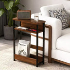 Table d'appoint étroite avec étagère de rangement