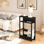 Table d'appoint étroite avec étagère de rangement