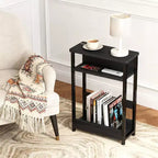 Table d'appoint étroite avec étagère de rangement
