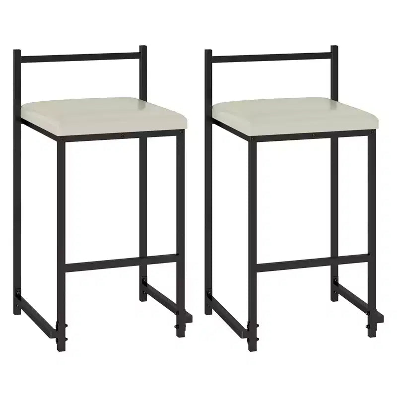 26'' Stackable Counter Height Bar Stools Set of 4 w/Back Metal Frame & Footrest Black