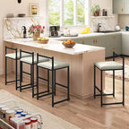 Tabourets de bar empilables de 26 pouces (lot de 4) avec dossier, cadre en métal et repose-pieds, noirs