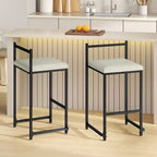 Tabourets de bar empilables de 26 pouces (lot de 4) avec dossier, cadre en métal et repose-pieds, noirs