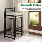 Tabourets de bar empilables de 26 pouces (lot de 4) avec dossier, cadre en métal et repose-pieds, noirs