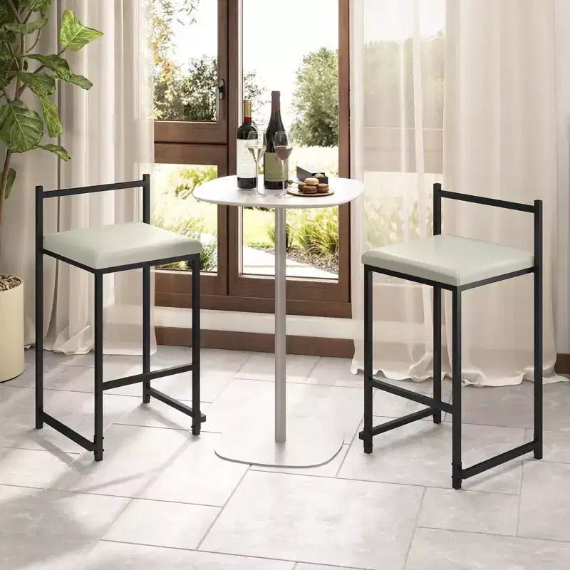 26'' Stackable Counter Height Bar Stools Set of 4 w/Back Metal Frame & Footrest Black