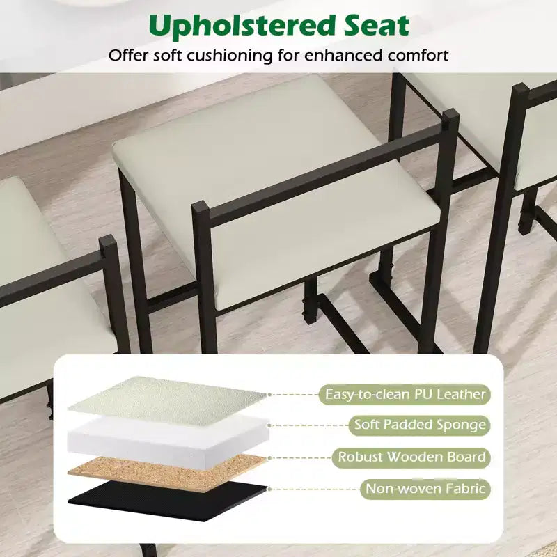 26'' Stackable Counter Height Bar Stools Set of 4 w/Back Metal Frame & Footrest Black