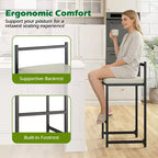 Tabourets de bar empilables de 26 pouces (lot de 4) avec dossier, cadre en métal et repose-pieds, noirs