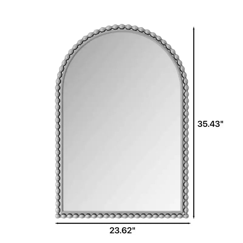 Iron Arch Vintage Vanity Mirror Wall Hanging Placed Table for Living Room Bedroom Silver