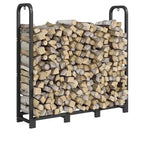Firewood Rack Stand 4ft, Steel Log Holder, Wood Pile Storage Organizer, Adjustable Lumber Storage Stacker