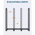 Support de bûches 1,20 m, porte-bûches en acier, organiseur de rangement de bois, empileur de bois réglable