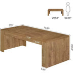 Table à manger rectangulaire de 180 cm pour 6-8 personnes, table de cuisine en bois de style rustique, grand meuble de salle à manger pour cuisine, salon