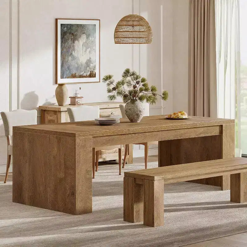 70.9-Inch Rectangular Dining Table for 6-8, Farmhouse Wooden Kitchen Table, Large Dining Room Furniture for Kitchen, Living Room