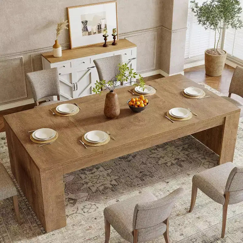 70.9-Inch Rectangular Dining Table for 6-8, Farmhouse Wooden Kitchen Table, Large Dining Room Furniture for Kitchen, Living Room