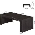 Table à manger rectangulaire de 180 cm pour 6-8 personnes, table de cuisine en bois de style rustique, grand meuble de salle à manger pour cuisine, salon