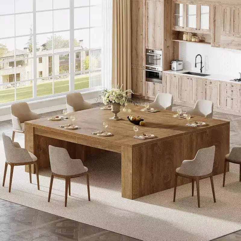 70.9-Inch Rectangular Dining Table for 6-8, Farmhouse Wooden Kitchen Table, Large Dining Room Furniture for Kitchen, Living Room