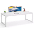 Bureau d'ordinateur moderne, 199,9 x 100,1 cm, grand bureau de direction, table d'ordinateur, bureau d'étude, poste de travail pour le bureau à domicile, blanc