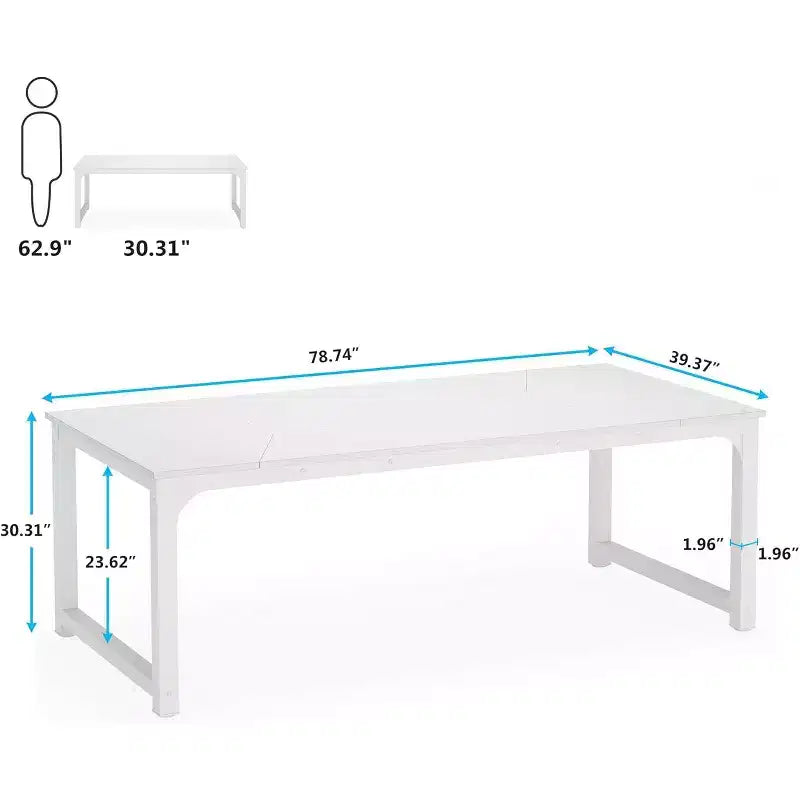 Modern Computer Desk, 78.7 x 39.4 inch X Large Executive Office Desk Computer Table Study Writing Desk Workstation for Home Office,White
