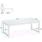 Bureau d'ordinateur moderne, 199,9 x 100,1 cm, grand bureau de direction, table d'ordinateur, bureau d'étude, poste de travail pour le bureau à domicile, blanc