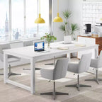 Bureau d'ordinateur moderne, 199,9 x 100,1 cm, grand bureau de direction, table d'ordinateur, bureau d'étude, poste de travail pour le bureau à domicile, blanc