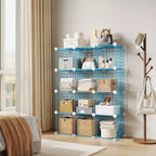 Organisateur de rangement à 12 casiers 94 x 33 x 96,5 cm, étagère modulaire en fil métallique pour placard, chambre, bureau (1 pièce)