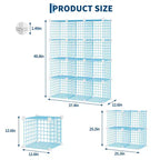 Organisateur de rangement à 12 casiers 94 x 33 x 96,5 cm, étagère modulaire en fil métallique pour placard, chambre, bureau (1 pièce)
