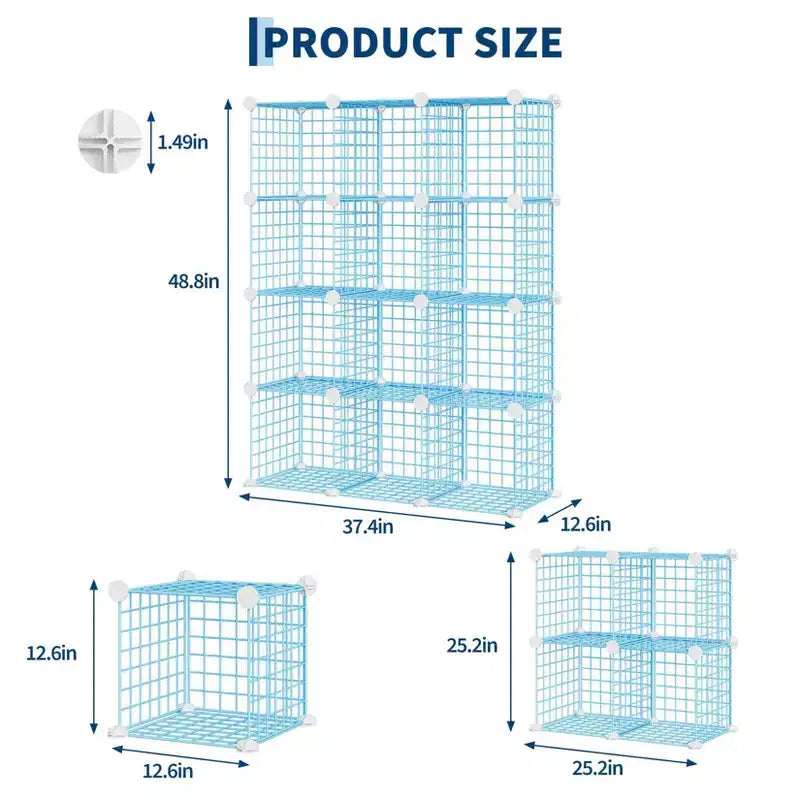 12-Cube Storage Organizer 37 x 13 x 38 Modular Wire Shelving Unit for Closet, Bedroom, Office (1-Pack)