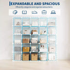 Organisateur de rangement à 12 casiers 94 x 33 x 96,5 cm, étagère modulaire en fil métallique pour placard, chambre, bureau (1 pièce)