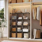 Organisateur de rangement à 12 casiers 94 x 33 x 96,5 cm, étagère modulaire en fil métallique pour placard, chambre, bureau (1 pièce)